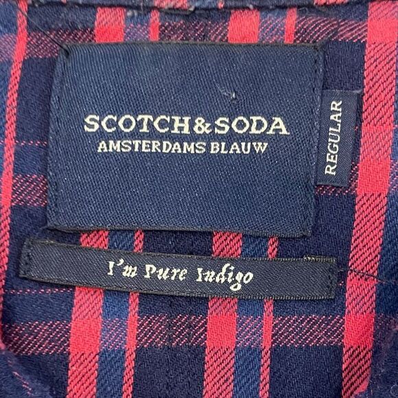 Scotch & Soda Men's Purple Red Flanel Cotton Shirt I'm pure indigo sz S - Picture 4 of 12